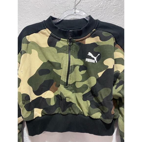 Puma Wild Pack Cropped Camo Pullover Sweater Top Size XS - Picture 2 of 5